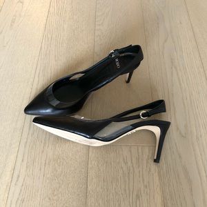 RODO Black Leather Slingback Shoes